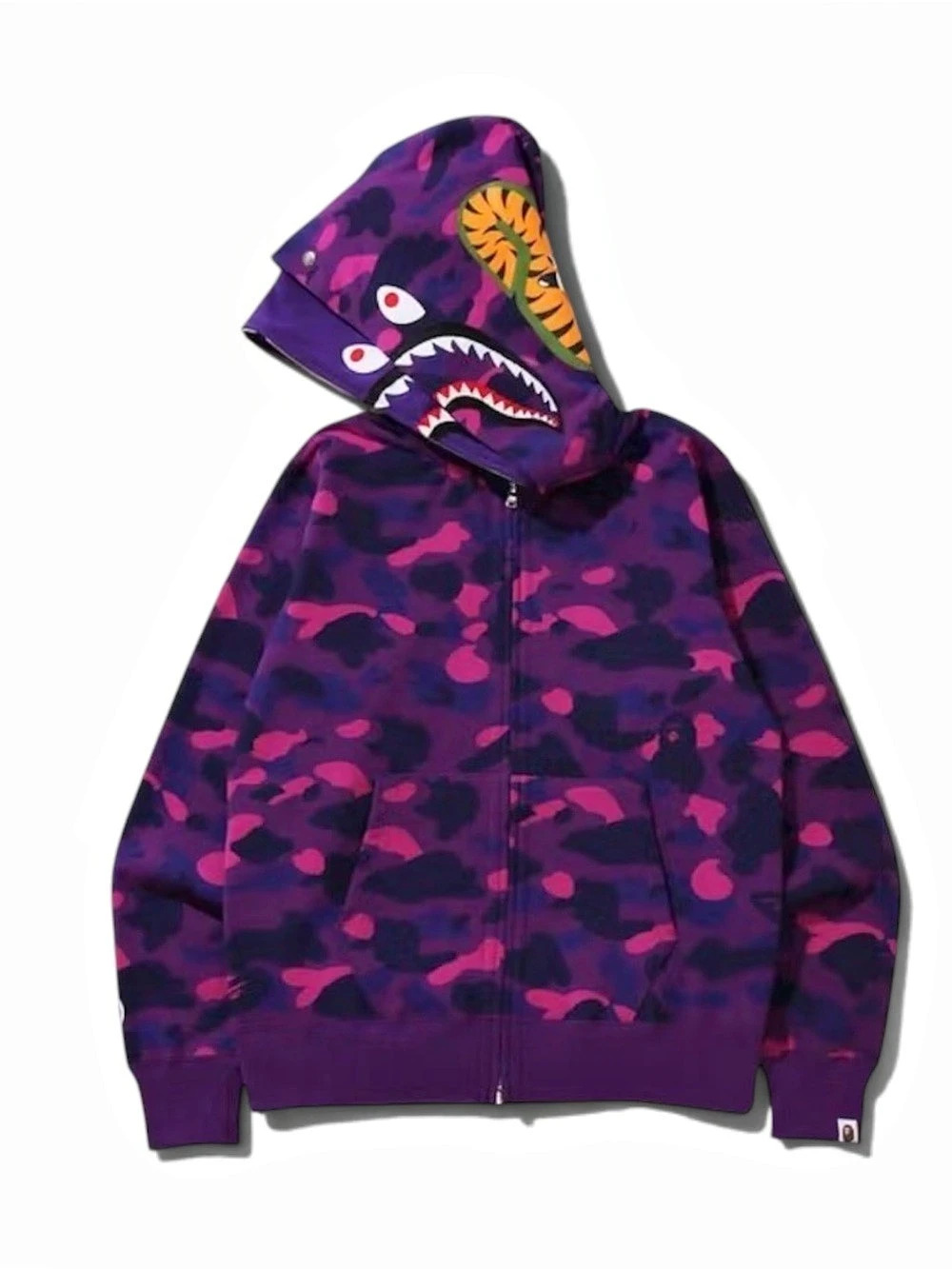 A Bathing Ape Color Camo Shark Full Zip Hoodie Purple Pink XL